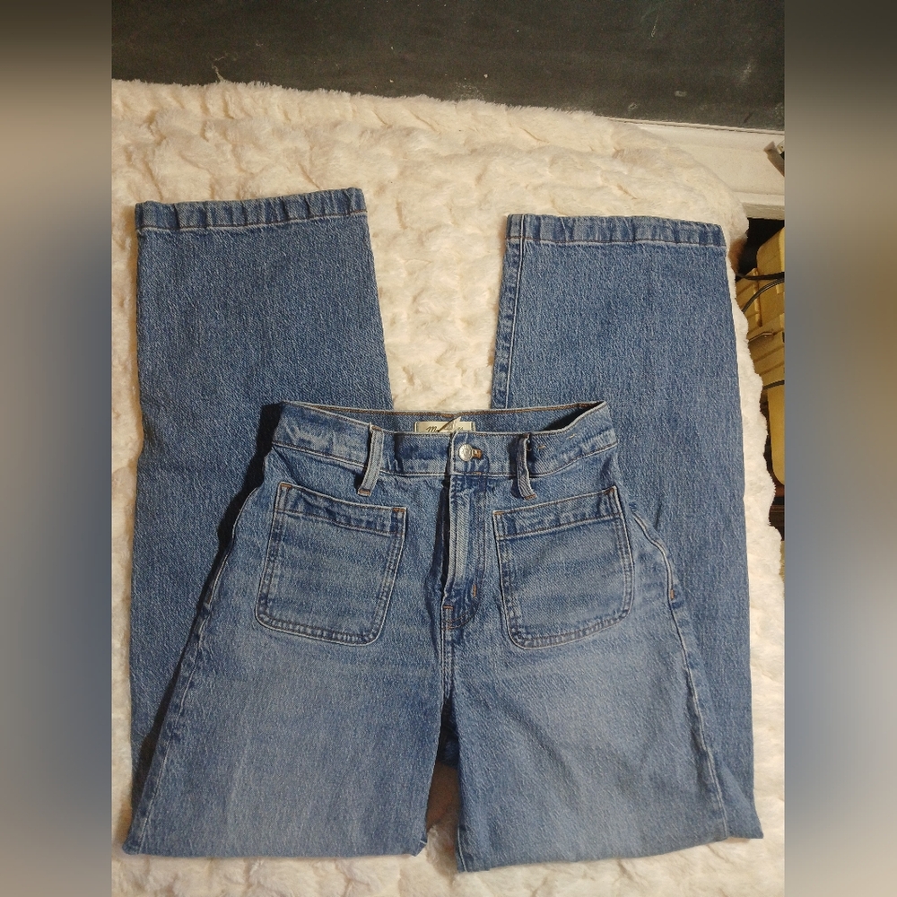 Madewell Blue Wide-Leg Flare Jeans